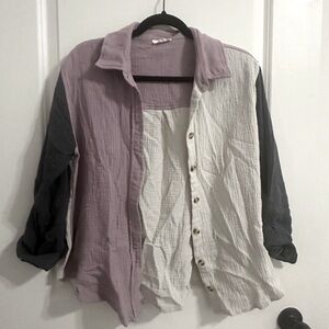 Easel Color Block Button-Up
